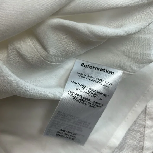 Reformation Sora Linen Dress white, size 10 - threedaughtersproperties.com